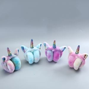 Couvre-oreilles <span class=keywords><strong>licorne</strong></span> pliables en peluche, doux, portables, colorés, dessin animé, protection contre le froid hivernal pour femmes et enfants - Product Image 1