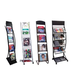 Dergi sergi rafı yeni tasarım kat Metal dergi rafları Metal broşür tutucu ekran standı