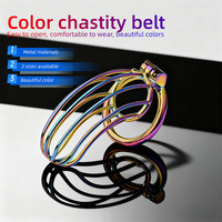 Cage de chasteté en métal colorée, jouets sexuels masculins, cage à pénis avec serrure dissimulée, 2 clés, respirante, confortable, 100% étanche