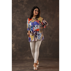 Camicia di Lusso da Donna con Motivi Misti, Design Elegante, Abbottonata, Tunica Casual, Collezione Boutique, Top di Moda Contemporanea - Product Image 1