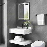 Ensemble blanc de lavabo de salle de bain moderne avec miroir cuvette de luxe meubles de vanité de salle de bain armoires murales