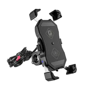 Sepeda Motor Sepeda ATV Ponsel GPS Handlebar Cermin Mount Holder 15W + QC3.0 5V 2,4 A Charger Cepat Sepeda Motor Wireless Charger