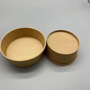 Custom Design Gold Foil Food Grade Disposable Kraft <b>Paper</b> Round Salad Bowl Lid Waterproof Leakproof for Fast Food Sushi Sandwich - Product Image 1