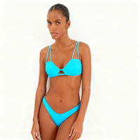 Maßgefertigter Bedruckter Hochelastischer Weicher Atmungsaktiver Lässiger Strand-Bikini für Damen mit Hoher Taille Zweiteiliges Set Badeanzug