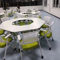 Vente en gros de mobilier de bureau design Tables de formation pliantes en bois blanc E1 respectueuses de l'environnement pour une salle de formation