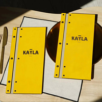Porte-menu en bois contreplaqué avec fixation en similicuir, gravure simple et personnalisée, pour restaurants et cafés, avec support pour menus et cartes des vins