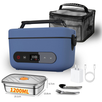 Boîtes à lunch électriques chauffantes automatiques portables intelligentes avec minuterie, batterie rechargeable, chauffage 5 faces, contrôle numérique, pour la maison et l'extérieur