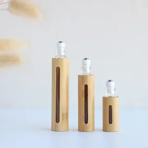 Bamboo Roll On Bottle Empty Glass Perfume Essential Oil Bottle