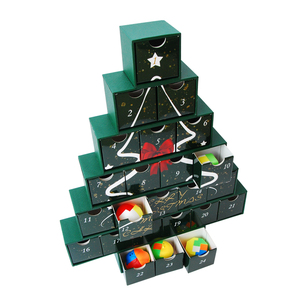 Boîte de luxe réutilisable de l'avent de noël, jouets boîte cadeau de biscuits pour enfants 24 jours compte à rebours bricolage en gros <span class=keywords><strong>calendrier</strong></span> de l'avent - Product Image 2