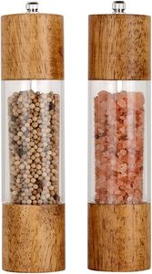 Juego de Molinillos de Sal y Pimienta Ecológicos de Acrílico y Madera Premium, Molinillos Manuales con Núcleo Cerámico Ajustable, Aptos para Lavavajillas - Product Image 1