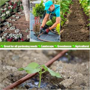 Manguera de Riego por Goteo de 14 mm y 100 pies, Tubo de PVC Marrón con Espaciado de 6 Pulgadas para Uso en Jardines Hidropónicos - Product Image 5