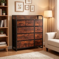Organiseur de rangement moderne à 9 tiroirs avec cadre en acier et tissu non tissé pour chambre et salon