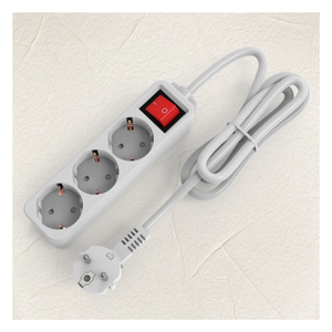 Enchufe de Extensión de 3 Vías con Conexión a Tierra, Estándar Europeo, con Cable de 1.5/3/5 Metros, Regleta de Alimentación Eléctrica con Interruptor - Product Image 5