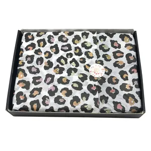 Eco Friendly Thin Paper Sheet Print Luxury Wrapping Black Leopard Tissue Paper