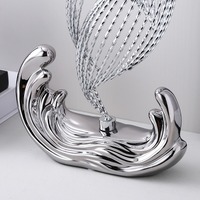 Décoration d'intérieur moderne, sculpture en céramique de bateau à voile, artisanat en métal, décoration nautique personnalisée, décoration de luxe pour la maison et le bureau, ornements d'art