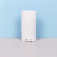 Flacon de déodorant en plastique PP blanc 75g, forme ovale avec bouchon à vis et décalcomanie pour emballage de rouge à lèvres et cosmétiques