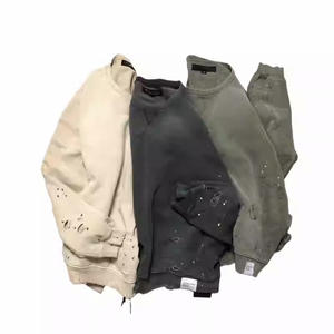 <span class=keywords><strong>Sweat</strong></span>-shirt de luxe lourd 100% coton pour homme <span class=keywords><strong>Sweat</strong></span>-shirt ras du cou personnalisé entièrement vieilli - Product Image 6