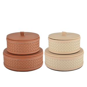 Caja Redonda de Escritorio Pequeña, Bandeja Decorativa PARA EL Hogar, Organizador de Maquillaje, Joyería, Cosméticos, Relojes, Llaves, Teléfonos Móviles - Product Image 1