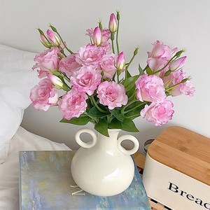 Bouquet de fleurs artificielles en soie Lisianthus, réaliste, fait main, décoration moderne pour la maison, mariage, baby shower - Product Image 1