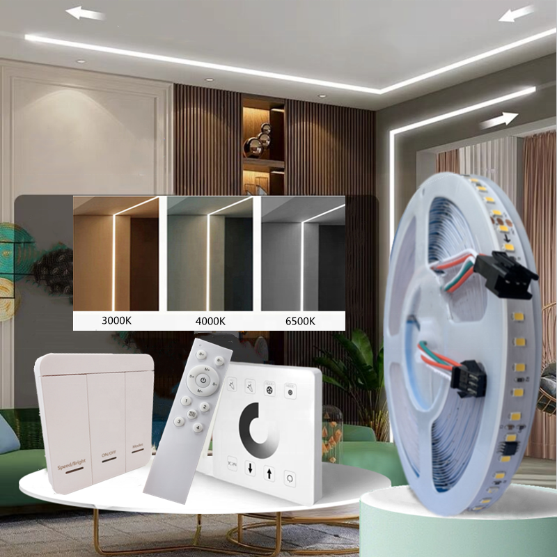 Running Water White Chasing Strips Copper Led Light Smd2835 120led Dc 24v Flowing Led Linear Light for Ceiling