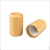 Tapa de madera personalizada al por mayor de 18 mm para botella de aceite esencial, tapa de bambú para botella roll-on de perfume y aceite esencial