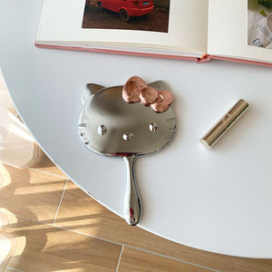 Miroir de bureau décoratif créatif en forme de chat doré et argenté, personnage de dessin animé mignon, miroir de retouche personnalisable pour usage cosmétique de table - Product Image 6