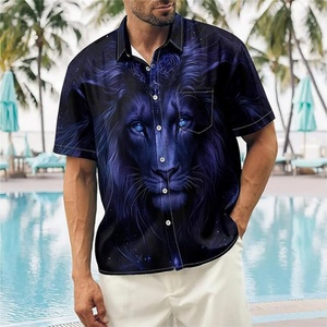 เสื้อฮาวายชาย แขนสั้น คอตั้ง ระบายอากาศได้ดี สวมใส่สบาย ทรงหลวม รับผลิตแบบ ODM พิมพ์โลโก้ได้ สไตล์วันหยุด - Product Image 6