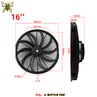 Radiateur électrique 16'' Intercooler Ventilateur fin 12V 150W Poussée/Traction 10 pales Système de refroidissement du moteur Accessoires de voiture de course