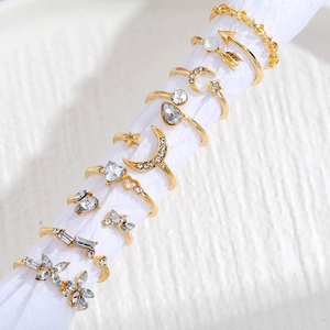 Fashion <strong>Women</strong> 9pcs/<strong>Set</strong> Heart Butterfly Moon Stars Rhinestone <strong>Rings</strong> <strong>Set</strong> for <strong>Women</strong> Zircon Crystal Knuckle <strong>Rings</strong> <strong>Set</strong> - Product Image 4