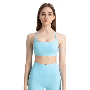 Yeni moda ince kemer çapraz Hollow geri spor sutyen düşük yoğunluklu Yoga Pilates spor iç çamaşırı