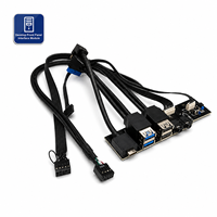 Panel Depan Desktop USB Combo 2.0+3.0+Type-C+Type-A dengan Sakelar Daya LED, Kabel USB C Pengisian Cepat, Kabel 4 in 1