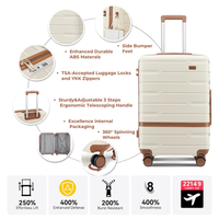 Lot de 5 valises rigides légères et étanches en ABS+PC, tailles 20/24/28 pouces, avec serrure TSA, roues silencieuses à 360° et poignée télescopique en aluminium