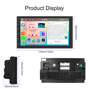 Autoradio Android Podofo 2 Din 9'' avec écran tactile IPS, processeur 4+4 cœurs, 6+128 Go, Carplay, Android Auto, GPS, WiFi, FM, RDS, DSP, BT, USB - Product Image 5