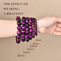 Bracelet en pierre œil de tigre violette, bijoux perlés tendance pour femmes et hommes, à porter au quotidien, cadeau, fournisseur d'accessoires en gros pour la vente au détail B2B
