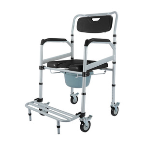 Adjustable <b>Commode</b> <b>Chair</b> With Wheels For Elderly Hospital Use 14cm Footrest Height Adjustable - Product Image 2