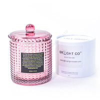 Bocaux à bougies en gros : Contenants en verre uniques avec couvercles, récipients en verre rose, bocaux à bougies de luxe avec poignée et couvercle en tube