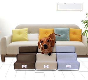 ขายส่งคุณภาพสูงเป็นมิตรกับสิ่งแวดล้อมผลิตภัณฑ์สําหรับสัตว์เลี้ยงบันไดสุนัขสําหรับเตียง 2 หรือ <span class=keywords><strong>3</strong></span> ขั้นตอนทางลาดหนังโซฟาบันได - Product Image 5