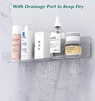 Support de rangement mural Étagères de douche en acrylique Adhésif pour salle de bain Étagère de rangement transparente pour douche