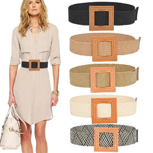 Venta al por mayor <span class=keywords><strong>2022</strong></span> gran oferta Vestido de playa cinturón estilo bohemio personalizado hebilla cinturón elástico tejido de paja mujeres Cinturón trenzado - Product Image 3