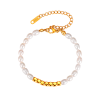 Bracelet en perles, style luxe léger, polyvalent, en acier inoxydable, cadeau pour filles