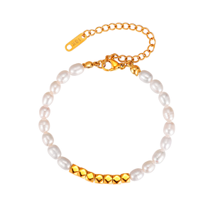 Pulsera de Perlas con Cuentas, Estilo Lujoso y Moderno, Versátil, de Acero Inoxidable, Regalo para Chicas - Product Image 1