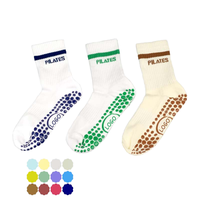 Chaussettes de yoga antidérapantes en tricot personnalisées à faible MOQ pour jeunes femmes, avec revers antidérapant, marque privée, pour Pilates, chaussettes d'été
