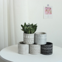 Offre Spéciale Design moderne intérieur/extérieur plante et Pot de fleur motif géométrique Pot en béton pour jardin forme ronde Offre Spéciale