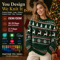 Pull de Noël personnalisé pour femme, motif renne, sapin, flocon de neige, jacquard Fair Isle, tricoté, vente en gros d'usine OEM ODM