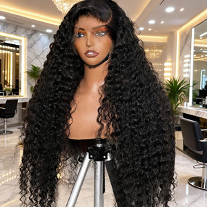 Peluca de Cabello Humano Virgen Natural con Ondas Profundas, Peluca Frontal Completa HD de Encaje 13x6 Precortada sin Pegamento, Peluca Frontal HD de Encaje 13x4 al por Mayor - Product Image 1