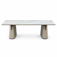 Table en marbre bleu océan Cristalita naturel 2600x800mm avec base en similicuir pour bureau, salle à manger, vente en gros