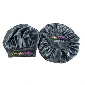 Gorros de Satén para Dormir al por Mayor, Personalizados, de Alta Calidad, Elásticos, de Gran Tamaño, con Banda Ancha, Doble Capa, para Cubrir el Cabello - Product Image 3