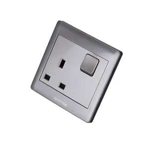 BOGE Stainless Steel Original Color BS three pin socket with 1 Gang 1 way switch AC250V, 13A