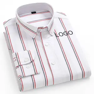 Camicie da uomo a righe in cotone 100% manica lunga Oxford abbottonatura semplice alla moda Casual Casual Casual
