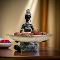 Assiette à fruits en résine pour femme africaine, style Art déco, décoration pour bureau, salon, rangement, assiette à fruits